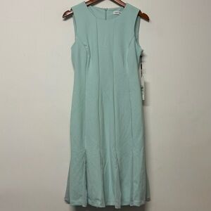 Calvin Klein Mint Chiffon Godet Skirt Insets Lined Sleeveless Dress 8